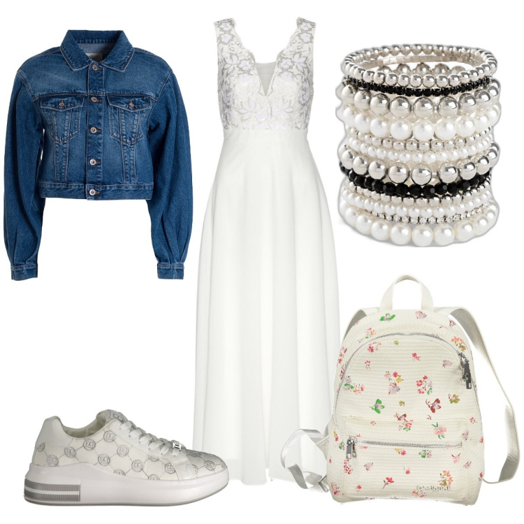 Outfit donna - Total look #1900894. Stile Basic per Tutti i giorni. Abbinamento con braccialetti, vestiti, giacche, zaini, sneakers.