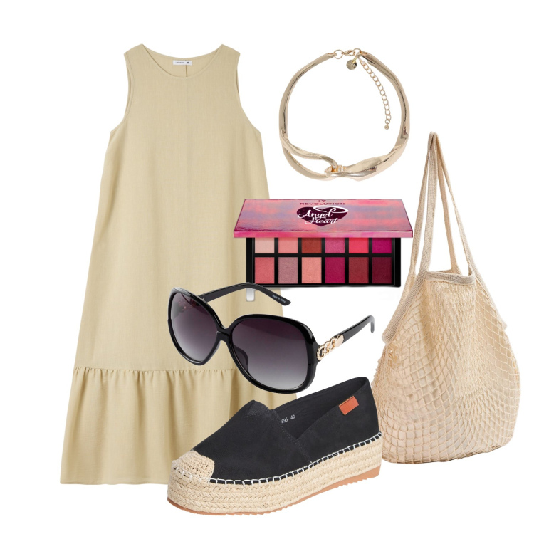 Outfit donna - Ghost outfitter - giugno. Stile Casual per Tutti i giorni. Abbinamento con occhiali da sole, ombretti, vestiti lunghi, espadrillas, borse a spalla, collane.
