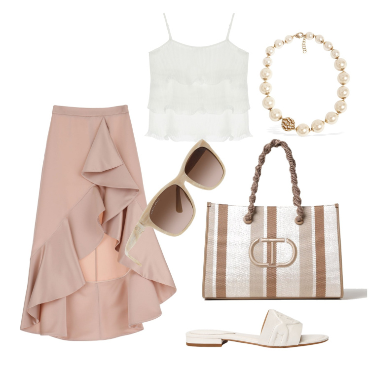 Outfit donna - Ghost outfitter - giugno. Stile Bon Ton per Tutti i giorni. Abbinamento con gonne longuette, top, occhiali da sole, sandali in pelle, collane, borse tote.