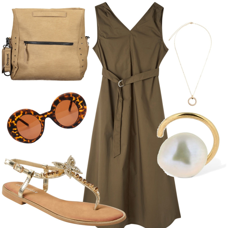 Outfit donna - Contesto orecchino chunky. Stile Casual chic per Tutti i giorni. Abbinamento con collane, vestiti lunghi, sandali gioiello, occhiali da sole, orecchini, borse a spalla.