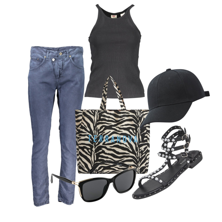 Outfit donna - Ghost outfitter - giugno. Stile Basic per Tutti i giorni. Abbinamento con occhiali da sole, cappelli, borse tote, sandali, pantaloni, camicie.