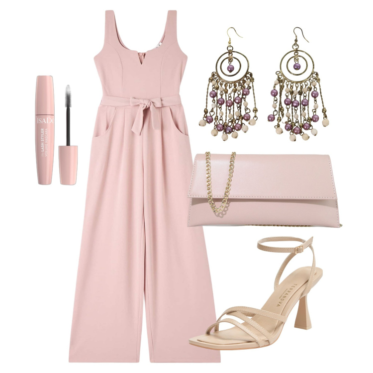 Outfit donna - Ghost outfitter - giugno. Stile Chic per Cerimonia. Abbinamento con mascara, tute, sandali col tacco, pochette, orecchini.