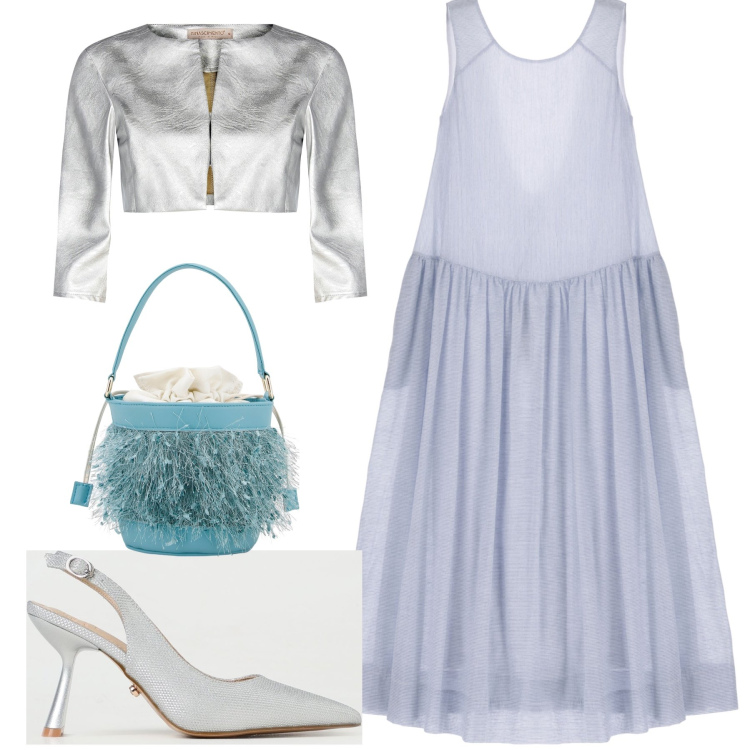 Outfit donna - La cerimonia di domani. Stile Chic per Cerimonia. Abbinamento con bolero, vestiti lunghi, borse a secchiello, scarpe col tacco.