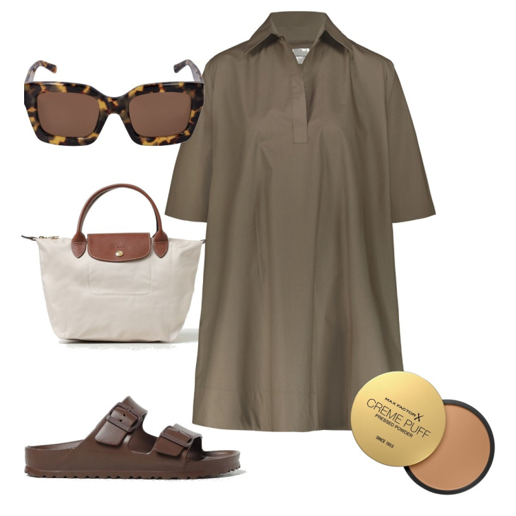 Outfit donna - L’abitino squadrato. Stile Casual chic per Tutti i giorni. Abbinamento con ciprie, sandali, occhiali da sole, vestiti, borse a mano.