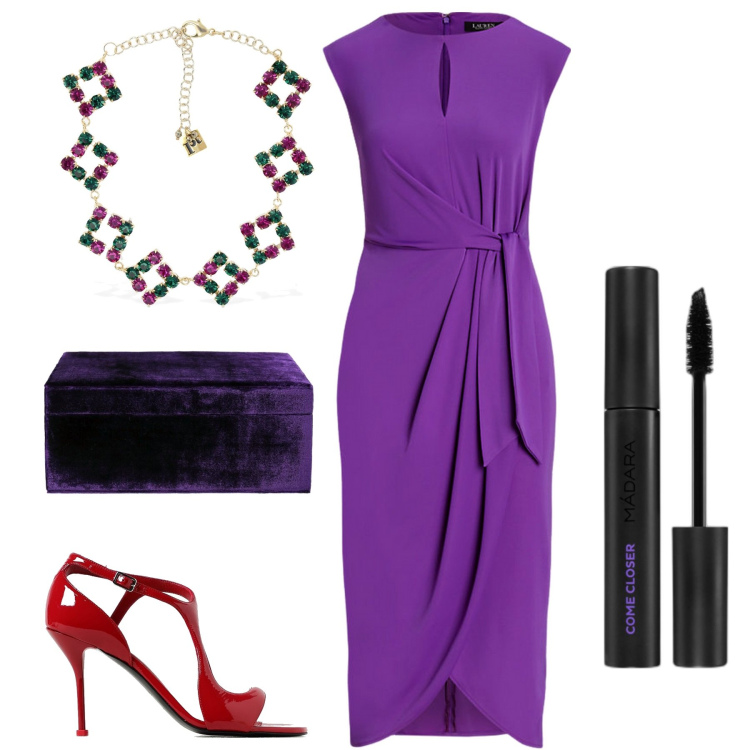 Outfit donna - Total look #1901481. Stile Sexy per Cerimonia. Abbinamento con mascara, vestiti, collane, pochette, sandali col tacco.