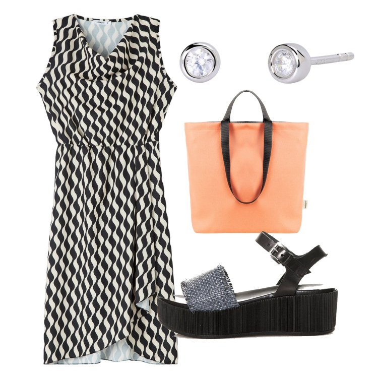 Outfit donna - Optical comodo. Stile Bon Ton per Ufficio. Abbinamento con vestiti corti, orecchini, borse tote, sandali.