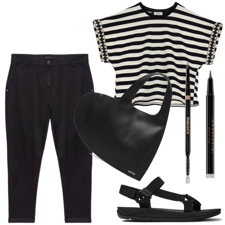 Outfit donna - Total look #1901966. Stile Trendy per Tutti i giorni. Abbinamento con matite sopracciglia, eyeliner, canottiere, pantaloni, borse a spalla, sandali.