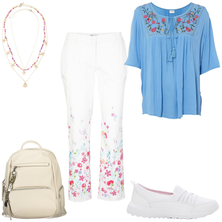 Outfit donna - Total look #1902124. Stile Etnico per Tutti i giorni. Abbinamento con sneakers, tuniche, pantaloni, ciondoli, zaini.