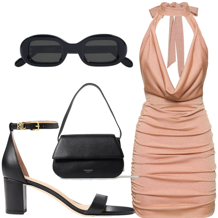 Outfit donna - Diva. Stile Boho per Tutti i giorni. look ideale per Petite. Abbinamento con sandali in pelle, vestiti, occhiali da sole, borse a spalla.