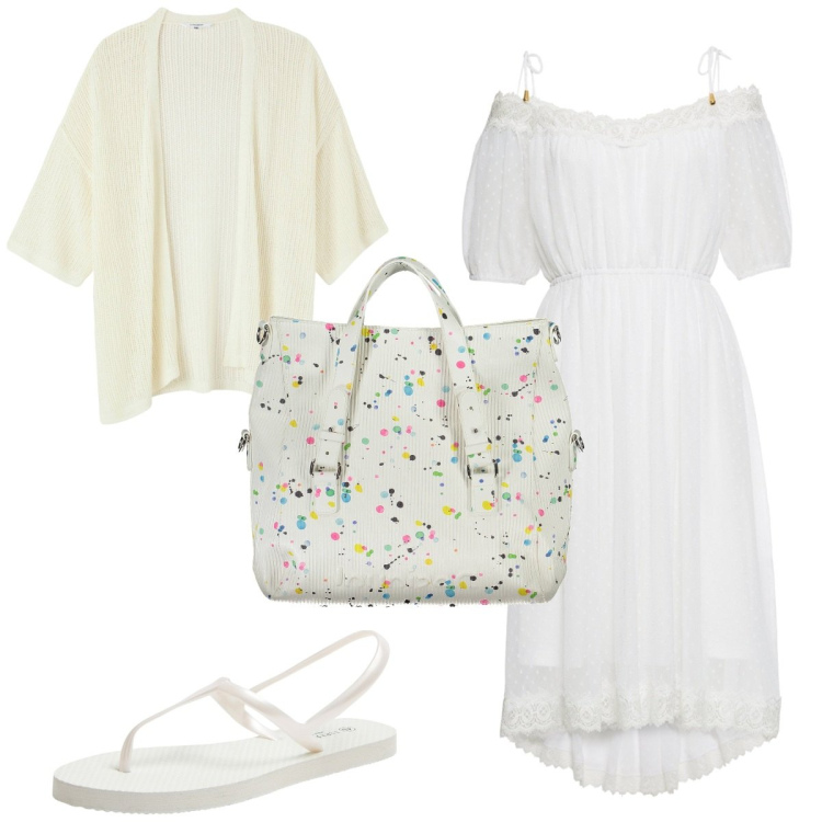 Outfit donna - Total look #1902237. Stile Trendy per Tutti i giorni. Abbinamento con vestiti, kimono, sandali, borse a spalla.