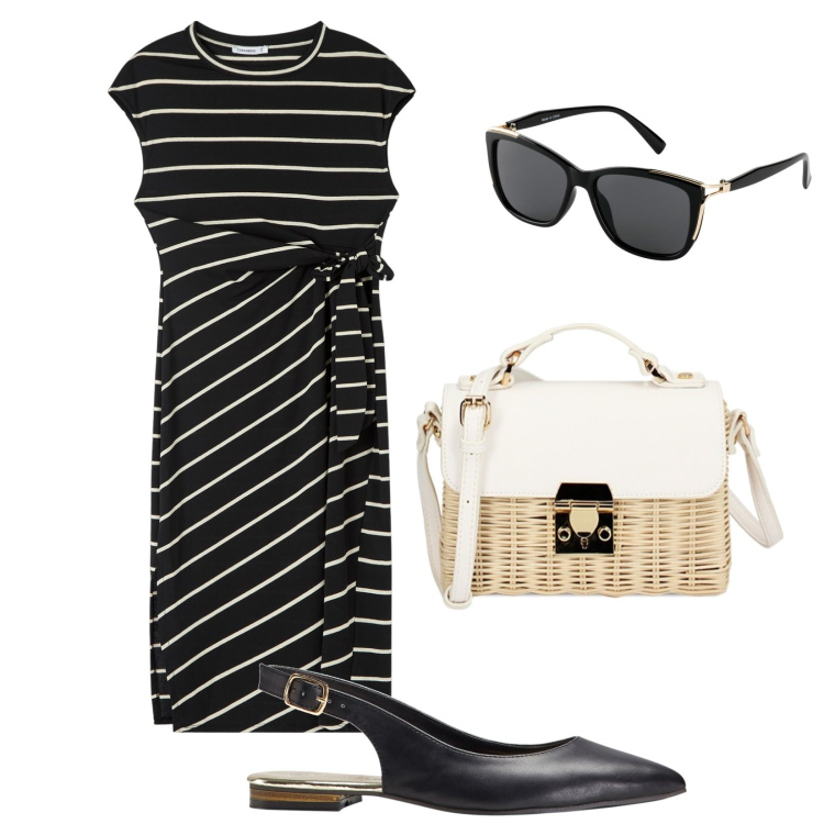 Outfit donna - Total look #1902277. Stile Chic per Tutti i giorni. Abbinamento con ballerine, occhiali da sole, vestiti lunghi, borse a tracolla.