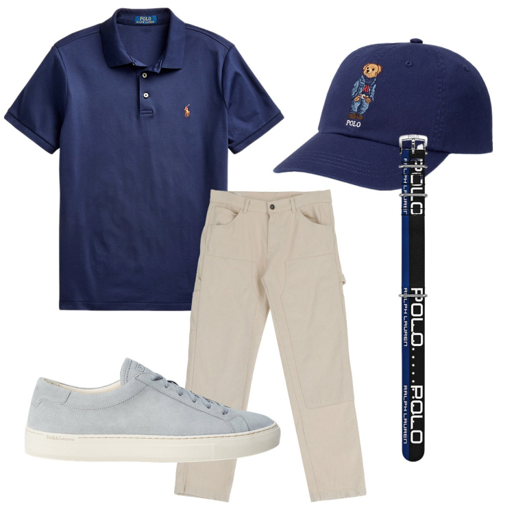 Outfit uomo - Total look #1902281. Stile Trendy per Tutti i giorni. Abbinamento con pantaloni, polo, orologi, sneakers, cappelli.