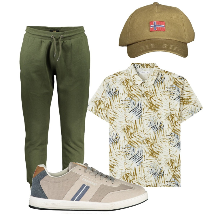 Outfit uomo - Total look #1902923. Stile Casual per Tutti i giorni. Abbinamento con camicie a manica corta, pantaloni, cappelli con visiera, sneakers.