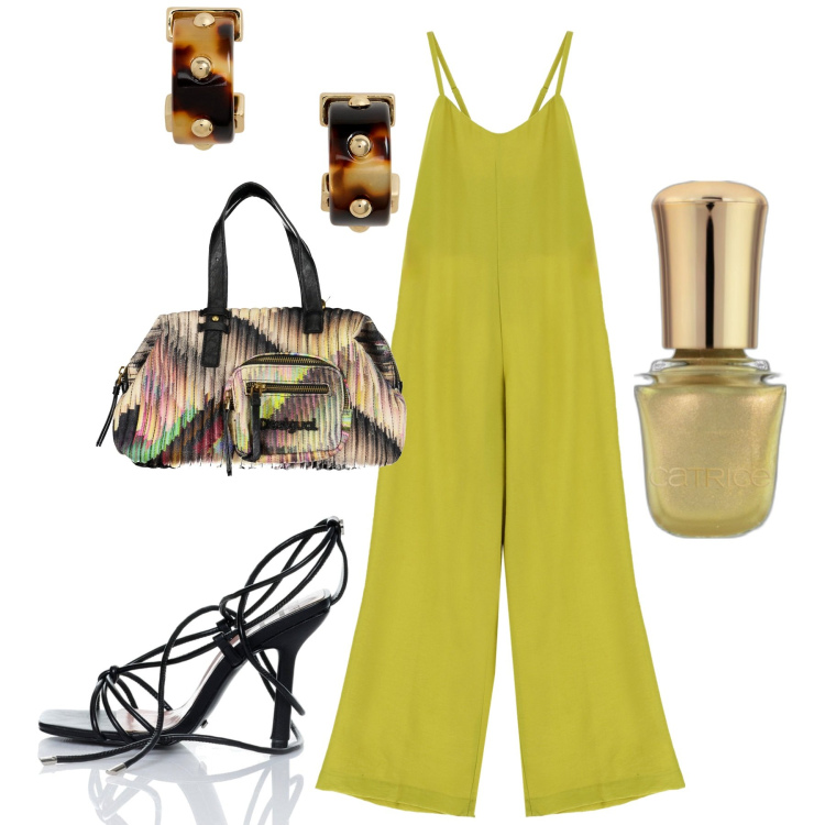 Outfit donna - Total look #1903223. Stile Trendy per Mare. Abbinamento con smalti, sandali alla schiava, tute, orecchini, collane.