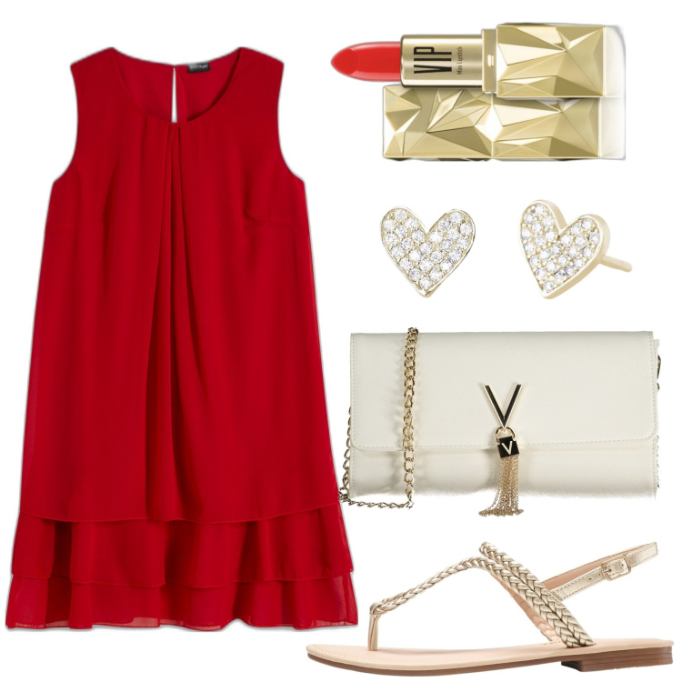 Outfit donna - Total look #1903365. Stile Chic per Serata fuori. Abbinamento con ciabatte, vestiti, rossetti, orecchini, borse a mano.