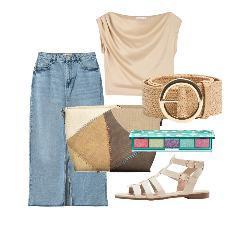Outfit donna - Ghost outfitter - giugno. Stile Trendy per Tutti i giorni. Abbinamento con sandali, ombretti, bluse, gonne lunghe, cinture, borse a tracolla.