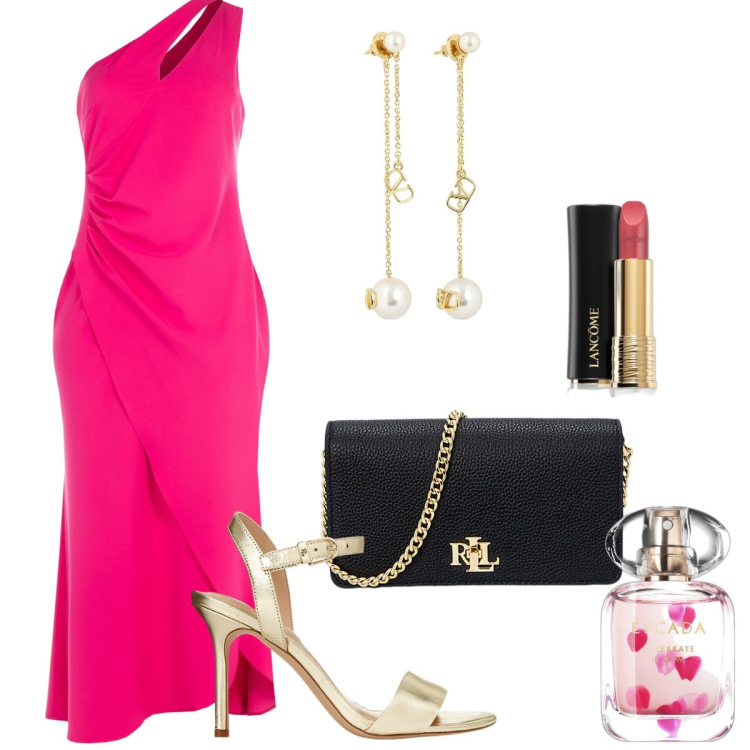Outfit donna - Serata chic con i miei capi preferiti. Stile Chic per Serata fuori. Abbinamento con rossetti, profumi, vestiti lunghi, sandali in pelle, borse a mano, orecchini.