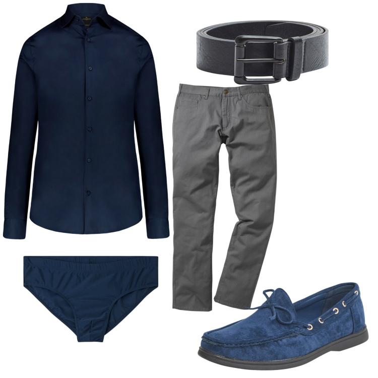 Outfit uomo - Total look #1903561. Stile Casual per Tutti i giorni. Abbinamento con pantaloni, scarpe stringate, cinture, slip, camicie.