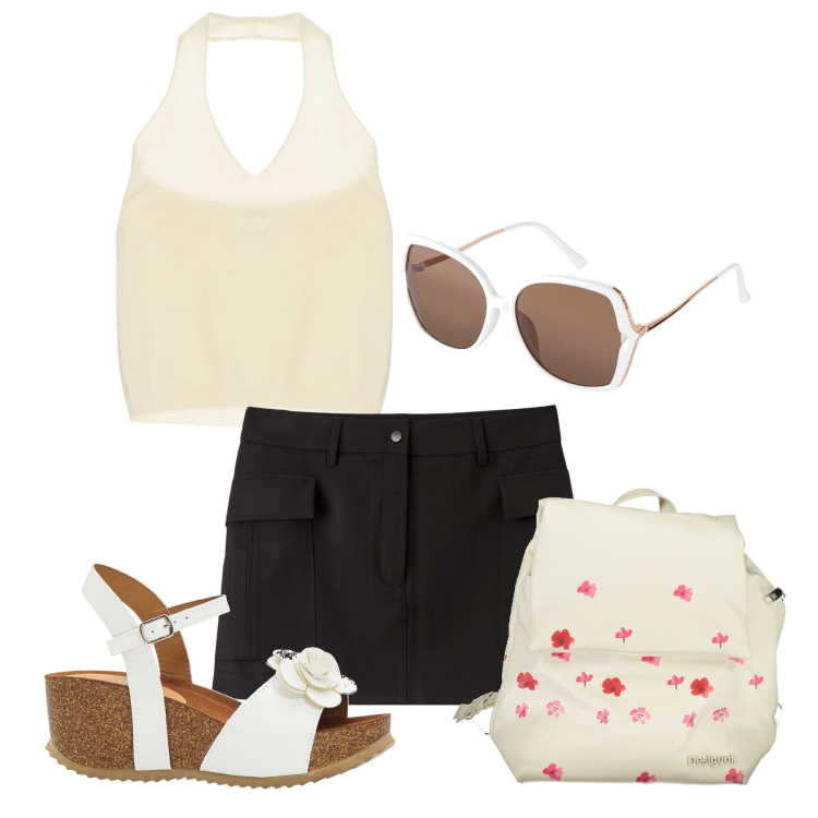 Outfit donna - Ghost outfitter - giugno. Stile Bon Ton per Tutti i giorni. Abbinamento con sandali, occhiali da sole, gonne, maglieria, zaini.