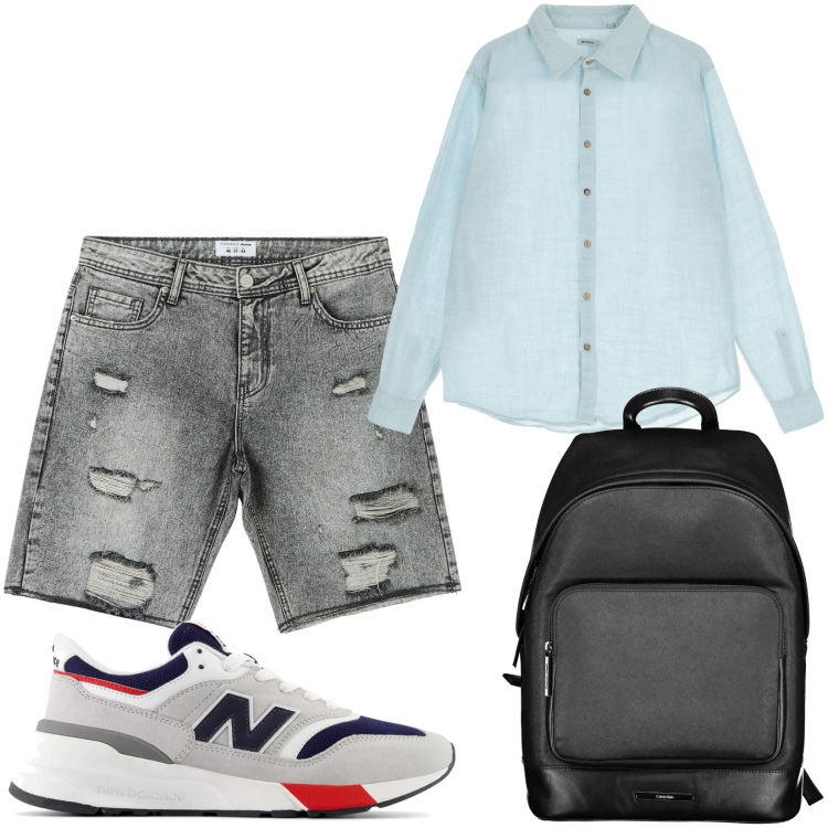 Outfit uomo - Total look #1903688. Stile Casual per Tutti i giorni. Abbinamento con shorts, scarpe sportive, camicie, borse sportive.