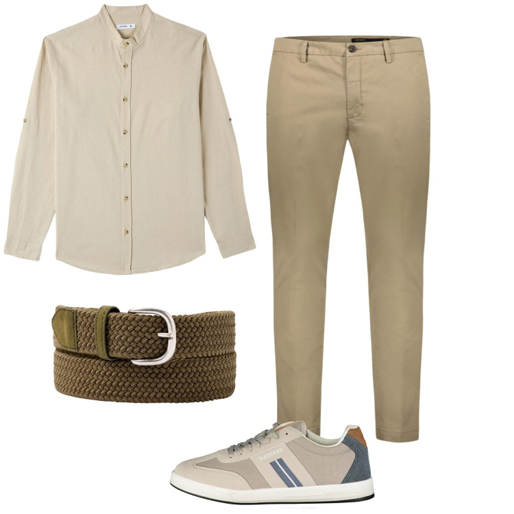 Outfit uomo - Total look #1903698. Stile Casual per Ufficio. Abbinamento con camicie, pantaloni chino, cinture, sneakers.
