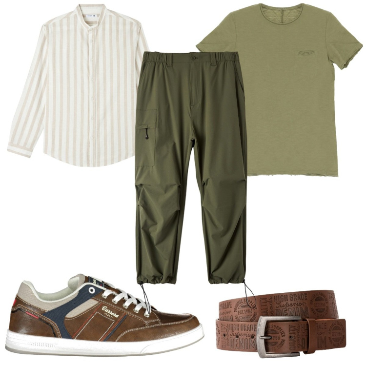 Outfit uomo - Total look #1903716. Stile Trendy per Tutti i giorni. Abbinamento con cinture, pantaloni, camicie, t-shirt, scarpe sportive.