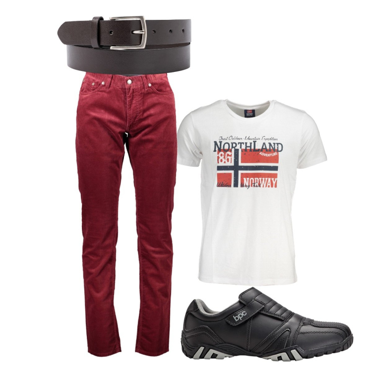 Outfit uomo - Total look #1903949. Stile Casual per Tutti i giorni. Abbinamento con scarpe stringate, t-shirt, cinture, pantaloni.