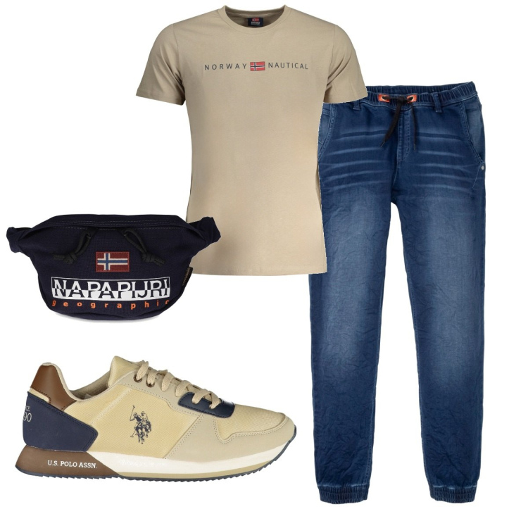 Outfit uomo - Total look #1904207. Stile Casual per Tutti i giorni. Abbinamento con jeans dritti, t-shirt, scarpe sportive, borse sportive.