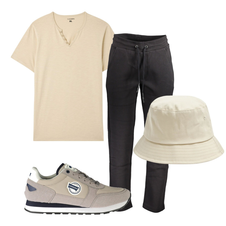 Outfit uomo - Total look #1904253. Stile Casual per Tutti i giorni. Abbinamento con cappelli, t-shirt, pantaloni, sneakers.