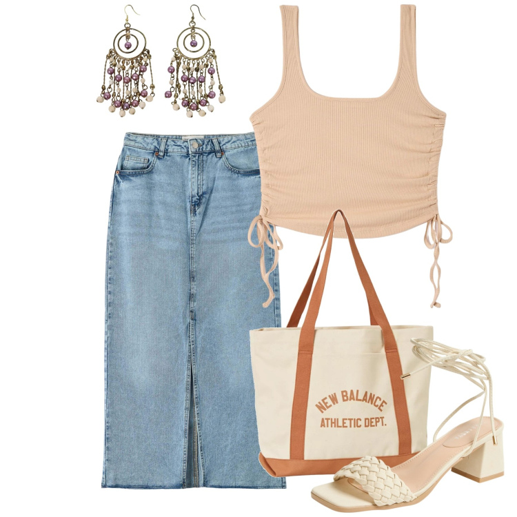 Outfit donna - Gli chandeliers indiani. Stile Casual chic per Tutti i giorni. Abbinamento con canottiere, gonne lunghe, sandali alla schiava, borse tote, orecchini.