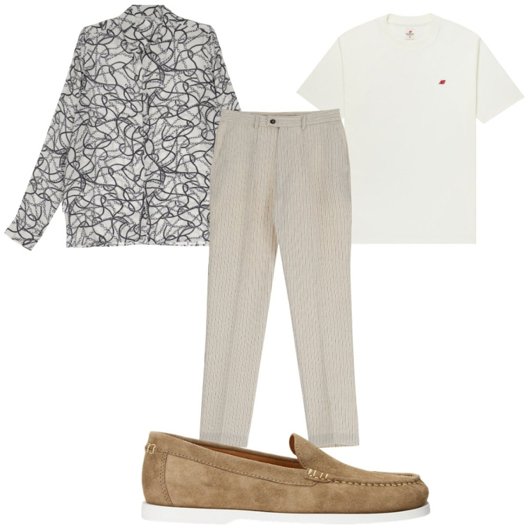 Outfit uomo - Total look #1904903. Stile Casual per Ufficio. Abbinamento con t-shirt, camicie, pantaloni, scarpe stringate.