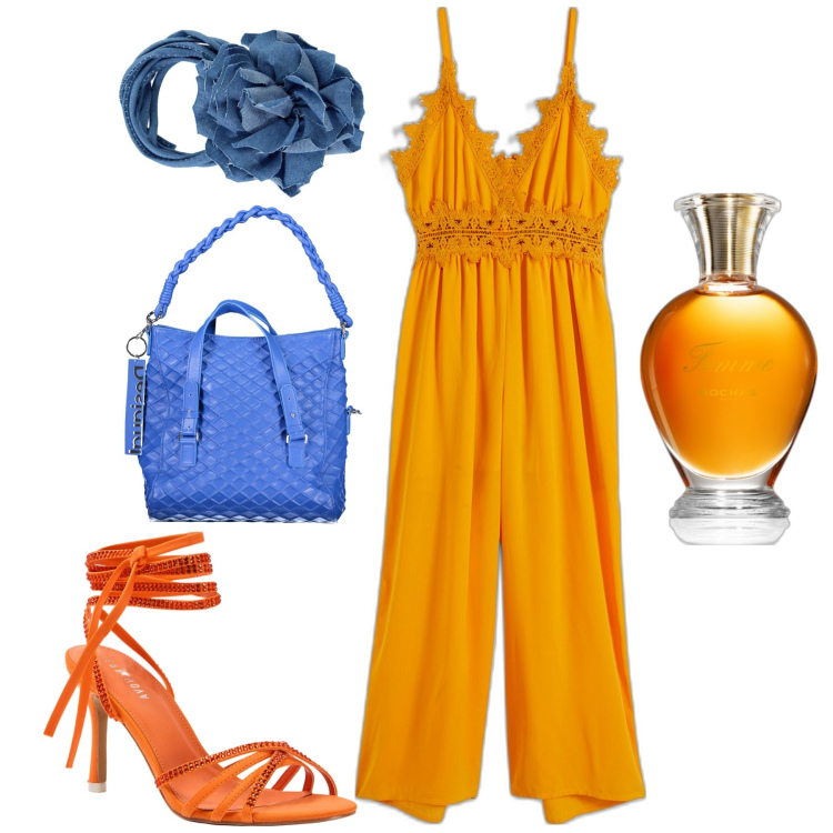 Outfit donna - Total look #1904939. Stile Trendy per Tutti i giorni. Abbinamento con tute, profumi, sandali alla schiava, collane, borse a spalla.