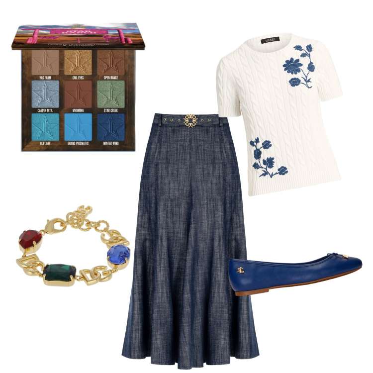 Outfit donna - La gonna lunga. per Ufficio. Abbinamento con ombretti, ballerine, maglieria, gonne longuette, braccialetti.