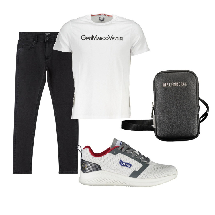Outfit uomo - Total look #1905394. Stile Trendy per Tutti i giorni. Abbinamento con jeans skinny, t-shirt, scarpe sportive, cinture.
