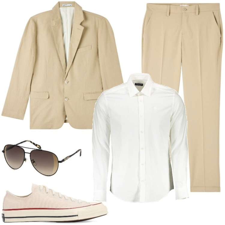 Outfit uomo - Total look #1905584. Stile Casual per Ufficio. Abbinamento con giacche, pantaloni chino, sneakers, camicie, occhiali da sole.