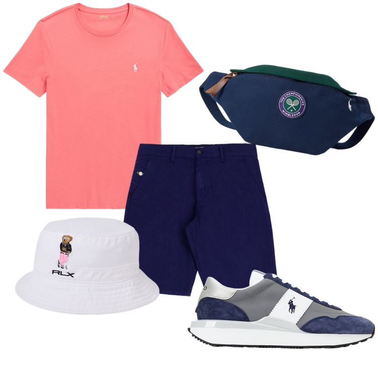 Outfit uomo - Total look #1906075. Stile Casual per Tutti i giorni. Abbinamento con bermuda, t-shirt, cappelli, borse sportive, sneakers.