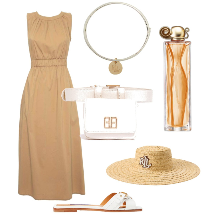 Outfit donna - Total look #1906132. Stile Chic per Tutti i giorni. Abbinamento con profumi, cinture, sandali col tacco, cappelli, braccialetti, vestiti lunghi.
