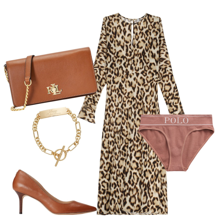 Outfit donna - City. Stile Urban per Tutti i giorni. Abbinamento con vestiti, borse a mano, culotte, décolleté, braccialetti.