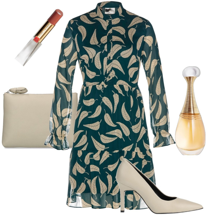 Outfit donna - Cerimonia in una sera d’estate. Stile Chic per Cerimonia. Abbinamento con vestiti, décolleté, rossetti, profumi, pochette.