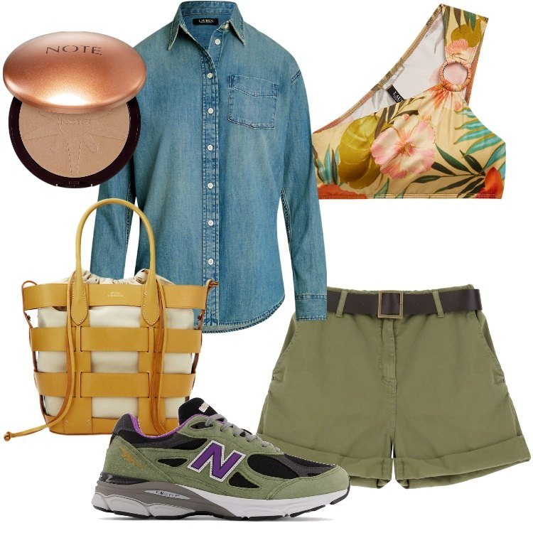 Outfit donna - Urban a giugno. Stile Urban per Serata fuori. Abbinamento con terre, sneakers, shorts, pochette, camicie, top.