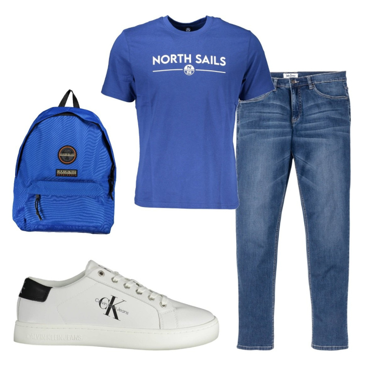 Outfit uomo - Total look #1906438. Stile Casual per Tutti i giorni. Abbinamento con jeans, borse sportive, sneakers, t-shirt.