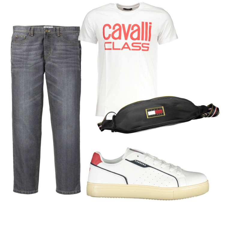 Outfit uomo - Total look #1906446. Stile Casual per Tutti i giorni. Abbinamento con jeans dritti, borse sportive, scarpe sportive, t-shirt.