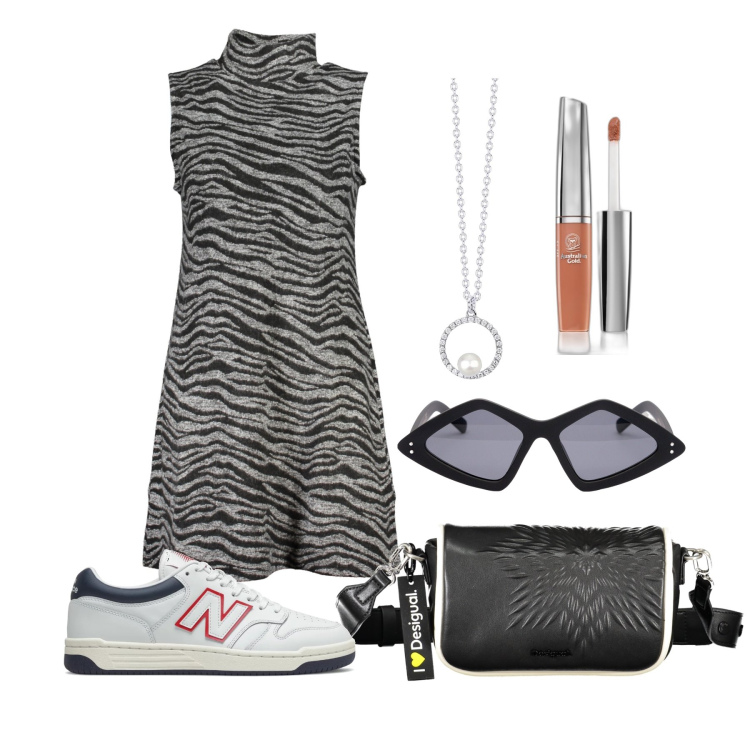 Outfit donna - Ghost outfitter - giugno. Stile Sporty chic per Tutti i giorni. Abbinamento con gloss, collane, sneakers, vestiti corti, borse a spalla, occhiali da sole.