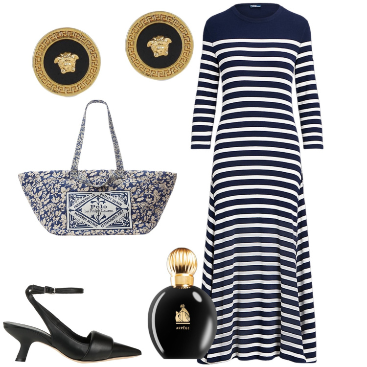 Outfit donna - Arpege je t aime( french style). Stile Bon Ton per Serata fuori. Abbinamento con décolleté, profumi, borse tote, vestiti, orecchini.