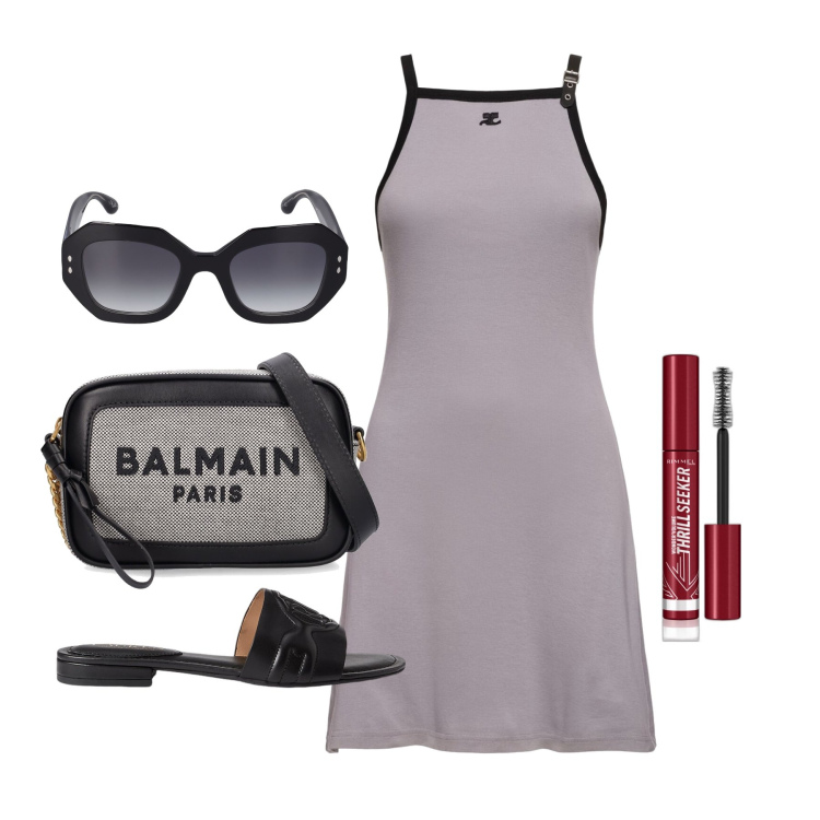 Outfit donna - Ghost outfitter - giugno. Stile Casual per Tutti i giorni. Abbinamento con mascara, sandali in pelle, occhiali da sole, borse a spalla, vestiti.