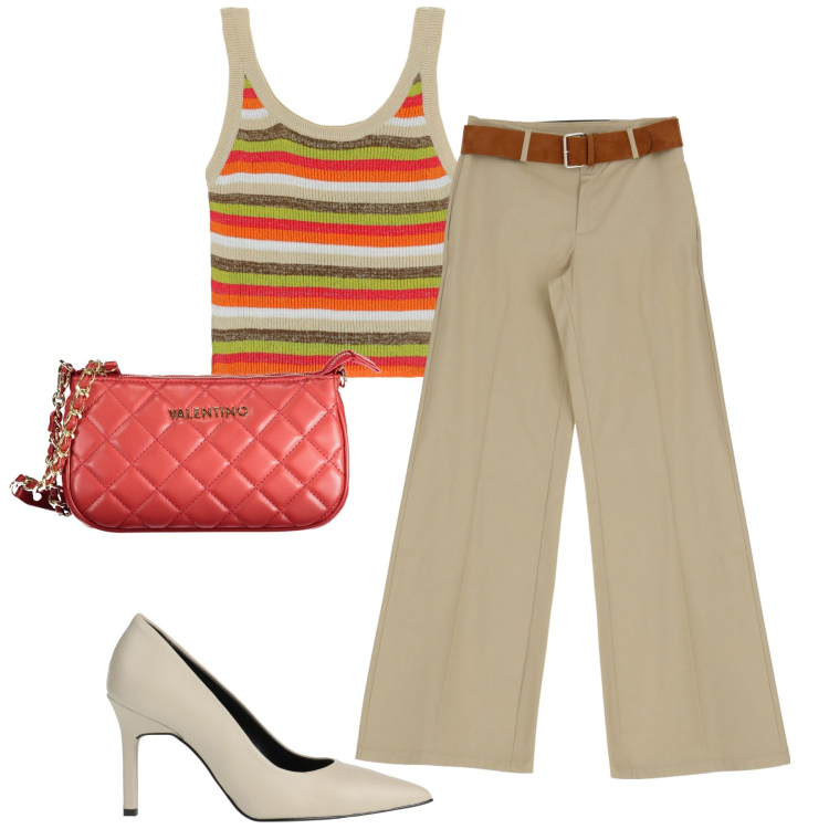 Outfit donna - Daily. Stile Casual chic per Tutti i giorni. Abbinamento con décolleté, pantaloni, maglieria, borse a spalla.