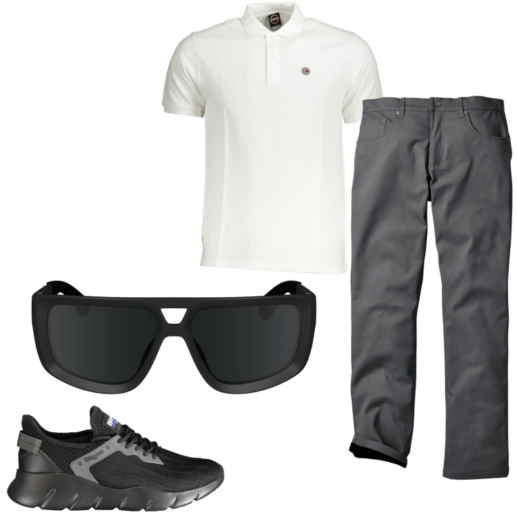 Outfit uomo - Total look #1906971. Stile Casual per Tutti i giorni. Abbinamento con pantaloni, polo, sneakers, occhiali da sole.
