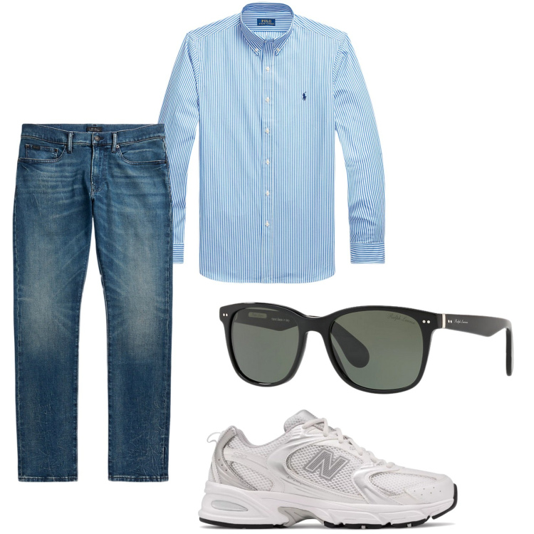 Outfit uomo - Total look #1906972. Stile Casual per Tutti i giorni. Abbinamento con sneakers, camicie, occhiali da sole, jeans.
