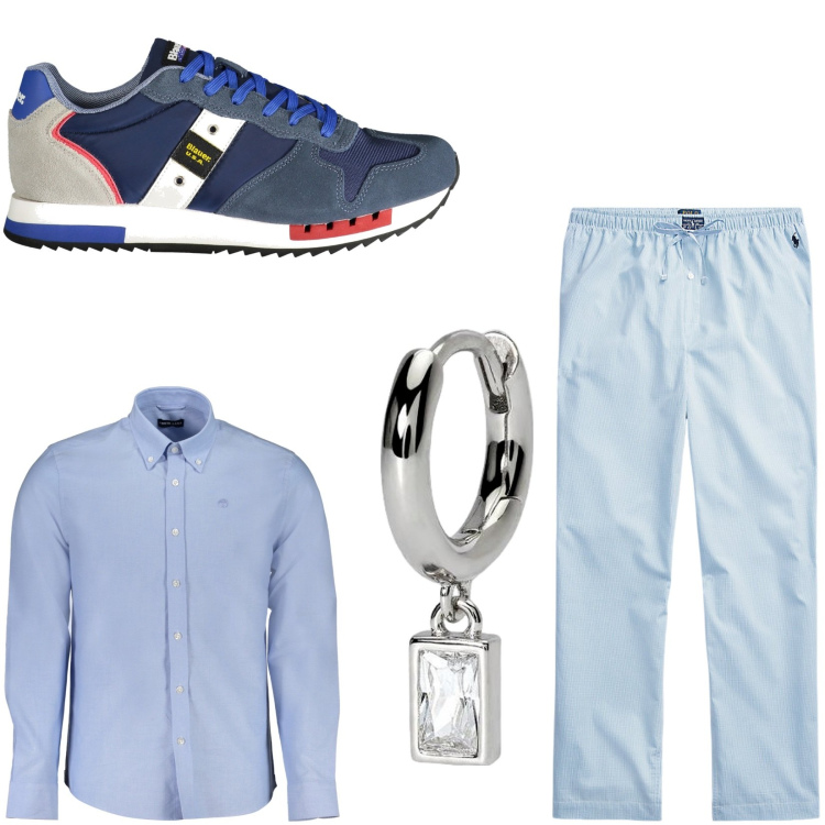 Outfit uomo - Total look #1906998. Stile Casual per Tutti i giorni. Abbinamento con orecchini, pantaloni, sneakers, camicie.