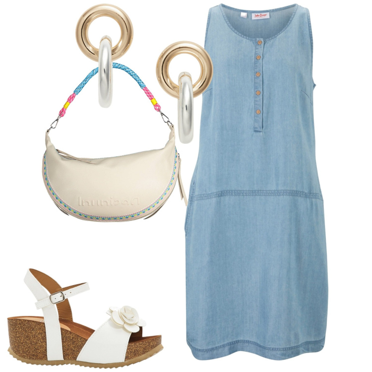 Outfit donna - Total look #1907004. Stile Casual per Tutti i giorni. Abbinamento con sandali, vestiti, orecchini, borse a spalla.